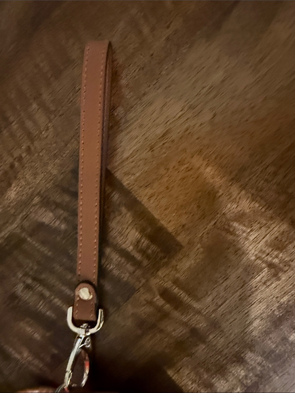 Dooney & Bourke Blue Denim Monogram Wristlet with Brown Trim - Picture 6 of 9